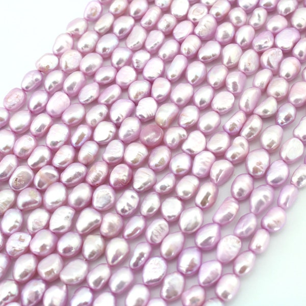 6-7MM Lavender Baroque Pearl Beads, Fresh Water Pearl Beads, Jewelry Making Full Strand 15"