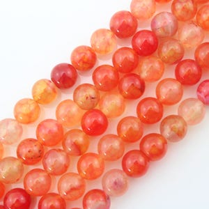 1 Full Strand 15.5&quot; A Grade Natural Loose Smooth Round Semi Precious Light Orange Red Agate Gemstone Beads 4mm 6mm 8mm 10mm-STN0088