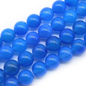 Natural Blue Agate Stone,Smooth Blue Agate,Rare Fancy Agate Beads,Loose Round Agate Beads,DIY Agate Jewelry,Jewelry Making-6mm 8mm 10mm 12mm