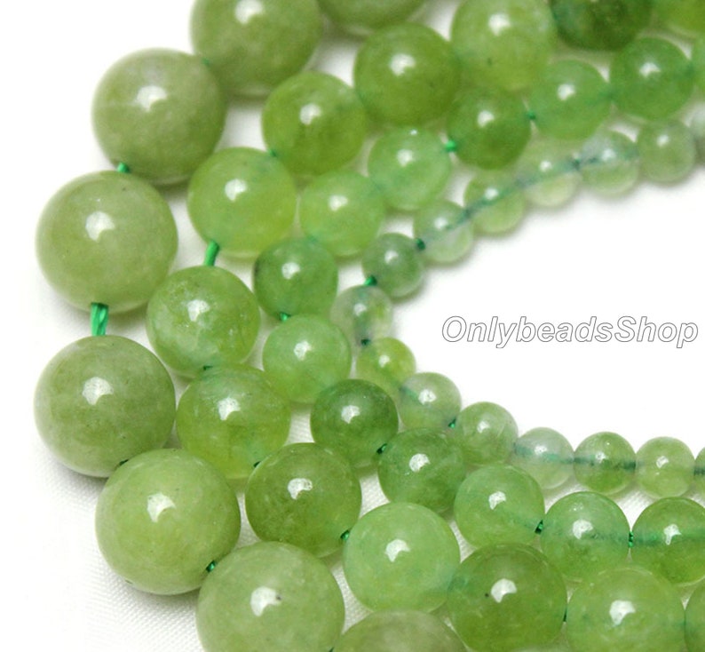 Olive Green Chalcedony Bead,Smooth Round Chalcedony Beads,Loose Green Beads Supply,Wholesale Round Chalcedony Bead,DIY Necklace-6mm 8mm 10mm image 3