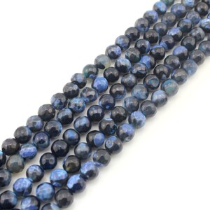 One Full Strand 15-NC455 Stone Beads Agate Stone Gemstone Beads 8mm Faceted black/& blue Agate Beads,Round Beads,Round Agate Beads