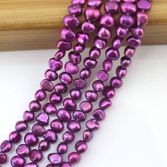 6-7mm Natural Pearl Beads, Purple Pearl Beads, Genuine Freshwater Pearl Beads, Baroque Pearl Beads, Nugget Supplies-60pcs/Full Strand 15"