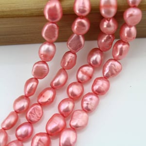 8-9mm Irregular Freshwater Baroque Pearls,Natural Pink Nugget Pearls,Loose Pink Pearl for DIY Jewelry,Wholesale-About 36 pcs,15" Full Strand