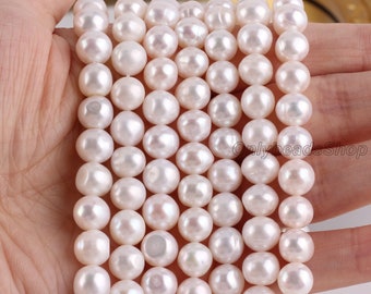 8-9mm Natural White Freshwater Pearls Strand, Round Pearl Beads, White Pearl Jewelry Making, for White Pearl Necklace/Earrings, BHY005-17