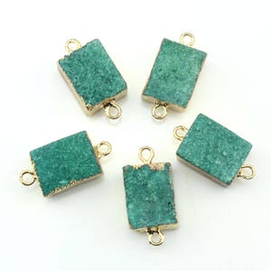 Green Druzy Gemstone Pendant for Necklace, Gold Plated Charms Druzy Pendant Connector for Jewelry Making-BR032