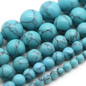 Synthetic Blue Turquoise Gemstone Beads,Rare Beautiful Turquoise Gemstone,DIY,Smooth Healing Stone Bead,Wholesale Bead-4mm 6mm 8mm 10mm,12mm