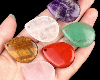 Colgante de piedra preciosa de 25 x 33 mm (1 pieza), forma de lágrima, cuentas sueltas para bisutería, venta al por mayor, suministros para manualidades - A1140