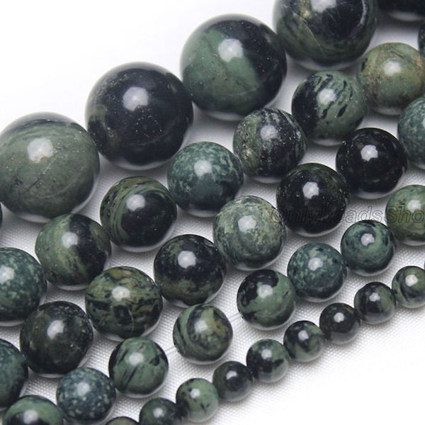 Natural Kambaba Jasper Rhyolite Stone Green Gemstone,Loose Round Semi Precious Healing Stone Gemstone,15.5'', 4mm 6mm 8mm 10mm 12mm-STN00261