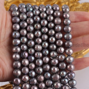 8-9mm Dark Gray Potato Natural Freshwater Pearls,Loose Pearls Supply,Pearls for DIY Pearls Necklace,Full Strand,Wholesale Pearls-BHY005-6