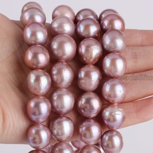 11-15mm Purple Freshwater Pearls,Good Quality Natural Pearls,Off Round Lavender Pearls,Loose Pearls Supply,Wholesale Pearl-15.5inches-ADS002