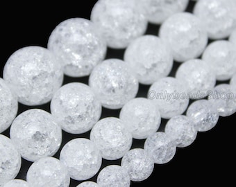 Clear White Crackle Cracked Quartz Crystal Bead,Grade AAA Gemstone Round Loose Beads,Crystal Beads for Jewelry Making-4/6/8/10/12mm-STN00100