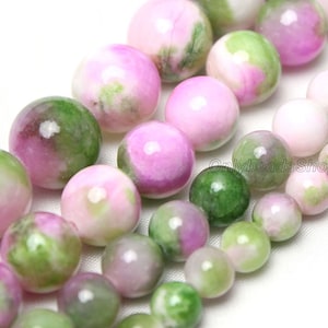 Loose Round Pink Green Persian Jade,Loose Jade Beads Supply,DIY Jewelry,Craft Accessories,DIY,Full Strand 15.5&#39;&#39;,6mm 8mm 10mm 12mm-STN00195