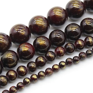 Wine Red Gold Jade Beads,Grade AAA Jade Beads,Round Loose Beads,Smooth Round Jade Beads Wholesale Jade Beads,4mm 6mm 8mm 10mm 12mm-STN00233