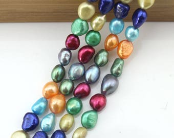 8-9 mm Rainbow Pearls Supply,Natural FreshWater Cultured Pearls,Wholesale Colorful Pearls Nugget,Jewelry Making,DIY Pearls Jewelry-NS-025
