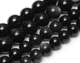 Silber Obsidian Perlen Klasse AAA Echte Natürliche Lose Runde Halbedelstein Glatte Runde Edelstein Perlen, 4mm 6mm 8mm 10mm 12mm