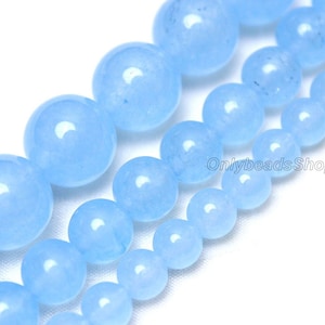 Light Blue Aquamarine Color Chalcedony Beads,Loose Chalcedony Beads for DIY Jewelry,Wholesale Blue Chalcedony Beads,4mm 6mm 8mm 10mm 12mm