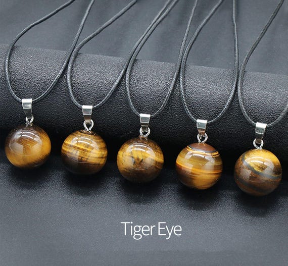 18mm Ball Gold Tiger Eye Beads Pendant,Natural Healing Gemstone Pendant Necklace,Gift