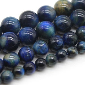 Blue Tiger Eye Gemstone Beads,Grade AAA Genuine Natural Semi Precious Gemstone,Healing Gemstone,Smooth Round Loose Beads,DIY,6mm 8mm 10mm