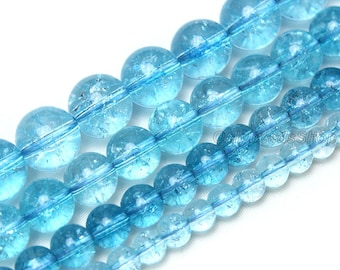 Light Blue Cracked Crystal,Smooth Round Blue Beads,Healing Crystal Beads,Loose Beads For DIY Jewelry,Wholesale Crystal-6mm 8mm 10mm-STN00171