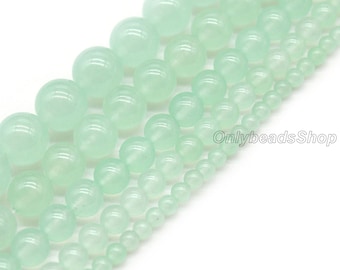 Natural Mint Green Jade Chalcedony Stone Gemstone Beads for Jewelry Making, Loose Round Semi Precious Stone, 4mm 6mm 8mm 10mm 12mm-STN0030