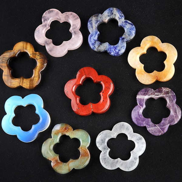 30x30mm 1PC Flower Pattern Gemstone,Multi-type Stone,Loose Gemstone Beads for Jewelry Making,Semi Precious Stone,Healing Gemstone,DIY-A1180