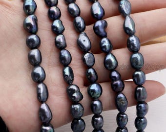 8-9mm Peacock Blue Natural Freshwater Nugget Pearls,Loose Beads for DIY Jewelry,Gift,Wholesale-38pcs-13.5inches