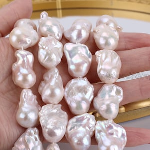 AAAAA High Quality Natural Freshwater Baroque Pearls, Large White Flameball Baroque Pearls for Jewelry Making,For Baroque Necklace,YHZ002-14