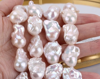 AAAAA High Quality Freshwater Baroque Pearls, Large White Flameball Baroque Pearls for Jewelry Making, for Baroque Pearl Necklace, YHZ002-14