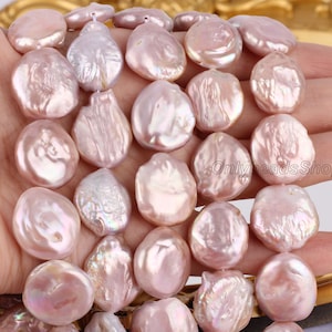 17-18x18-20mm Flat Round Natural Pink Freshwater Pearls,Loose Coin Pearls,Button Pearls,Genuine Pearl Strand Supply,Wholesale Pearls-NK002-3