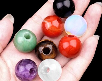 1pc 18mm Round Hole 5MM Gemstone Beads,Semi Precious Healing Beads,DIY Gift,Wholesale