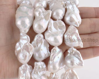Natural Freshwater Baroque Pearls, Large White Flameball Baroque Pearls for Jewelry Making,For Baroque Necklace,YHZ002-14