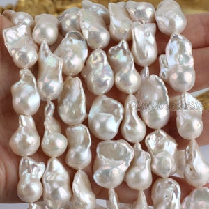 Perle barocche d&#39;acqua dolce di alta qualità AAA+ da 12-14x13-17 mm, perle barocche bianche Flameball per la creazione di gioielli, perle sciolte all&#39;ingrosso-YHZ002-17