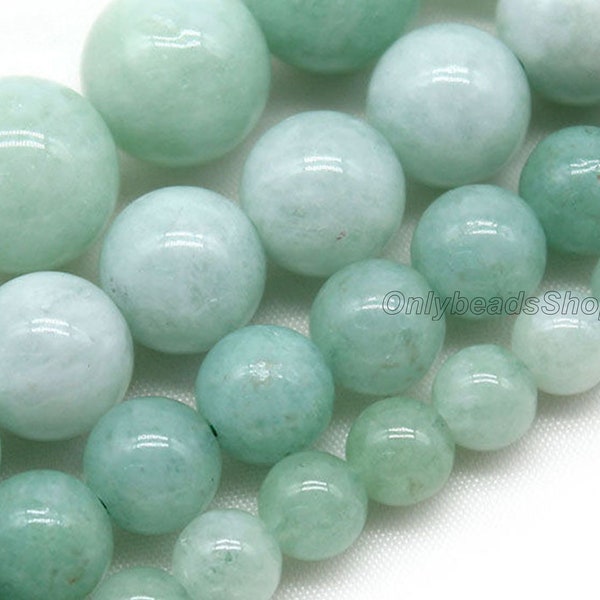 Perles de calcédoine de Birmanie vert clair, Fourniture de perles rondes de pierres précieuses en vrac, Vente en gros de perles de calcédoine, 6 mm 8 mm 10 mm 12 mm Options de lot en gros