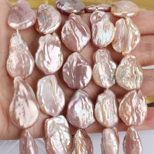 16-18x18-21 mm Freshwater Coin Pearl,Genuine Pearl Supply,Natural Pink Purple Coin Pearls String, Wholesale Flat Round Pearl Beads-NK002-7