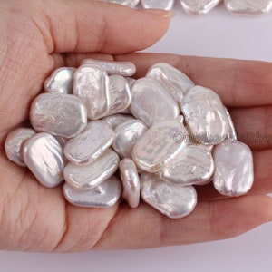 12x13MM Natural White Freshwater Pearl,Loose Rectangle Pearls, Wholesale High Luster Pearls,No Hole Pearls,Jewelry Making,DIY Jewelry-WH001