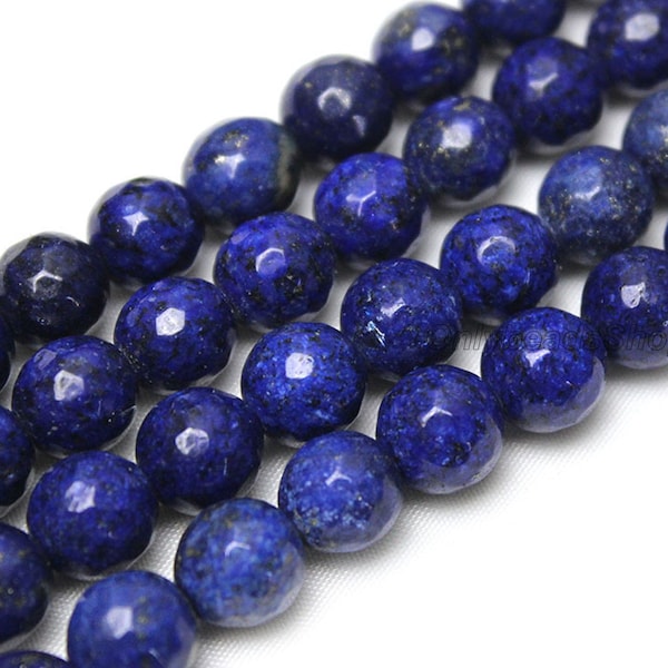 Faceted Afghan Lapis Lazuli,Loose Round Blue Gemstone, Multi-size Gemstone,Loose Gemstone for Jewelry Making,Bulk Wholesale Beads,6/8/10mm