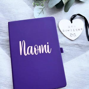 Soft Touch Hardback Personalised A5  Personalised Notebook, Lined Initial & Name Notepad Gold / Silver / Pink Vinyl,  Office Gift