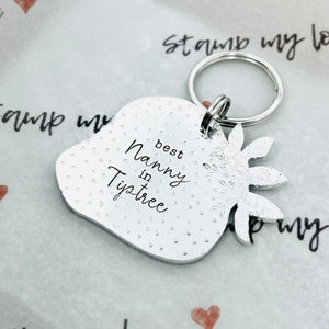 Best in Tiptree Essex Strawberry Keyring Mummy Daddy Nanny Grandad Granny Grandma Auntie Uncle Mothers Day Fathers Day Birthday for Him Her