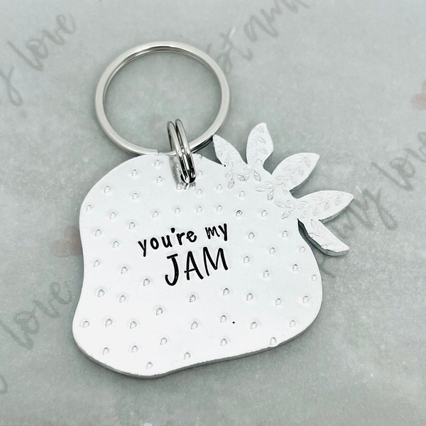 You’re My Jam Strawberry Keyring Mummy Daddy Nanny Grandad Granny Grandma Auntie Uncle Mothers Day Fathers Day Birthday for Him Her