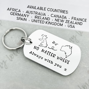 Porte-clés n'importe où, Cadeau interurbain, Cadeau de voyage, Cartes de pays personnalisées, Toujours avec vous, Porte-clé de l'amitié