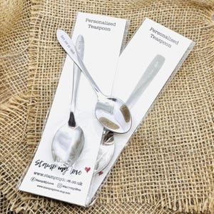 Personalised Teaspoon, Custom Tea Spoon, Hand Stamped, Stainless Steel, Hot Chocolate Spoon, Customised, Gift for Teacher, Gift for Him Her