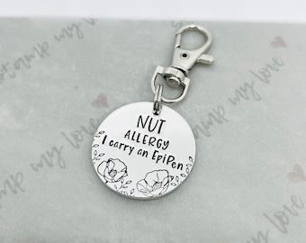 Personalised Allergy Alert Keyring, EpiPen Awareness, Custom Medical Tag