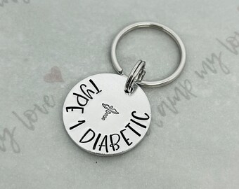 Hand Stamped Medical Alert Keyring, Personalised Allergy Keychain