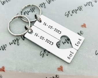 Personalised Couple Keyring, Valentines Gift, Anniversary Gift, Matching Keyring, Wedding Gift, Gift for Her, Gift for Him, Couple Gift