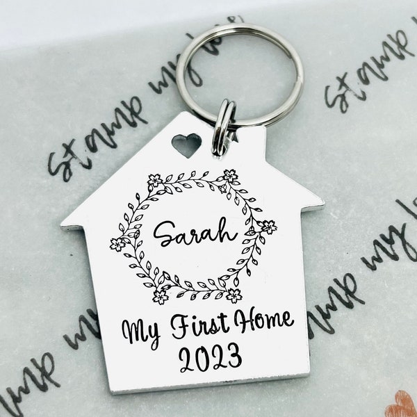 My First Home Keyring, My First House Keychain, New Home Gift, Moving Home Gift, New Beginnings Gift, New Home Keyring, Handstamped