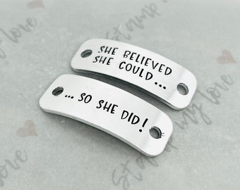 Personalised Trainer Tags She/He Believed She/He Could So She/He Did Marathon Gift Running Runner Customised Fitness Runner Hand Stamped