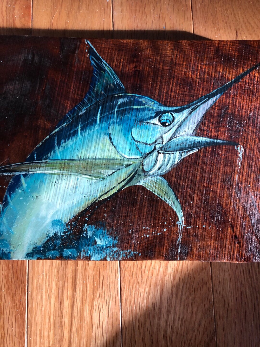 Mini Marlin on Mahogany - Etsy