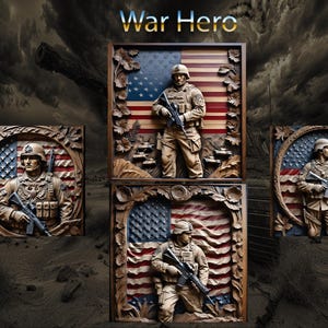 US War Hero&#39;s Laser Burn PNG Digital Files, Laser Engraving Designs.