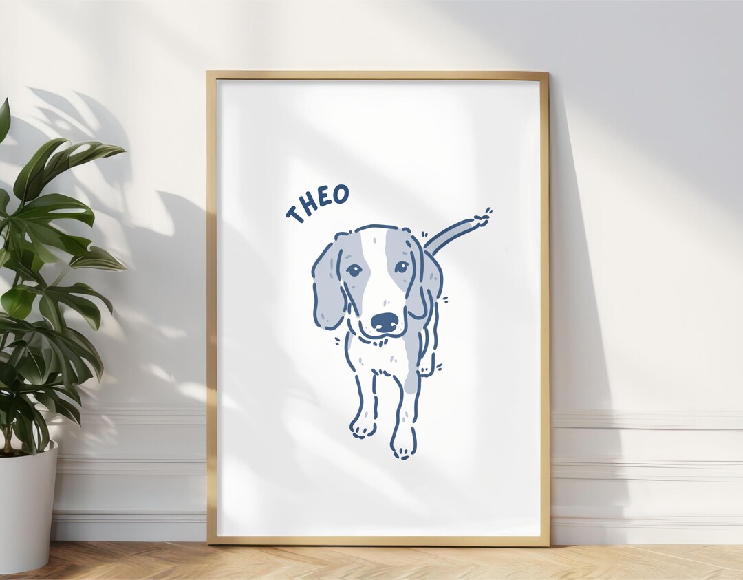 Digital Custom Dog Portrait, Badly Drawn Pet Art, Personalized Line Art ...