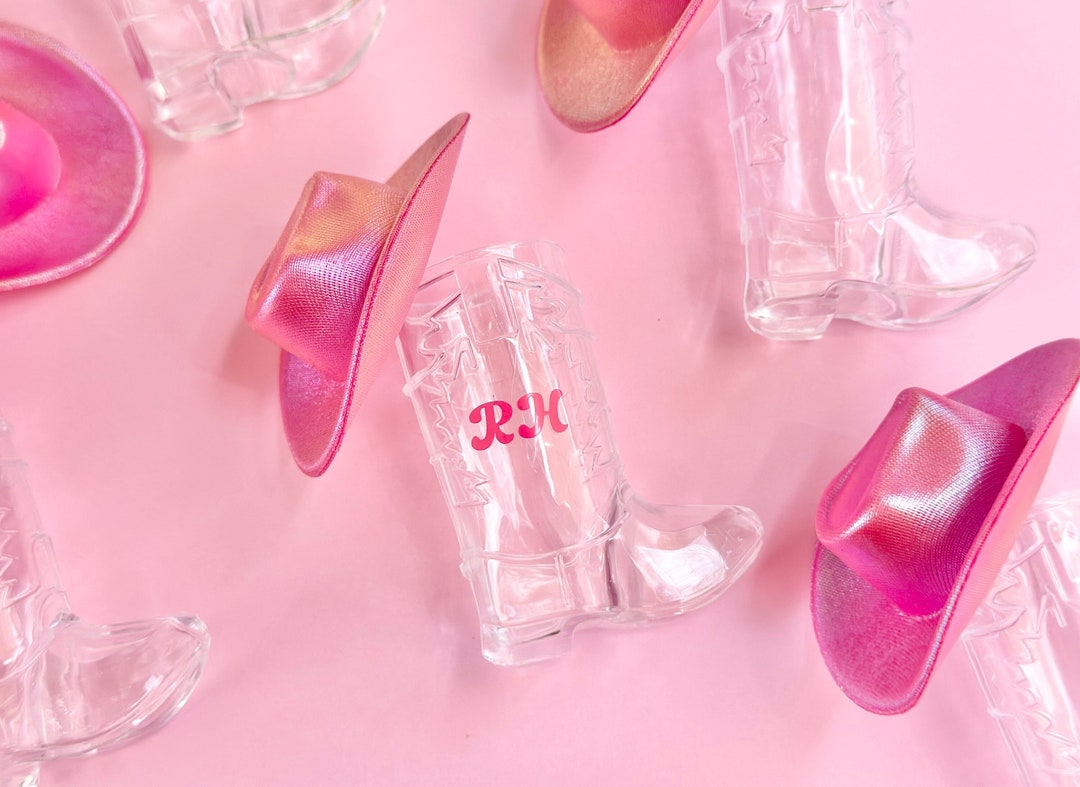 Mini Plastic Cowgirl Boot Shot Glasses With Hat Bachelorette Party